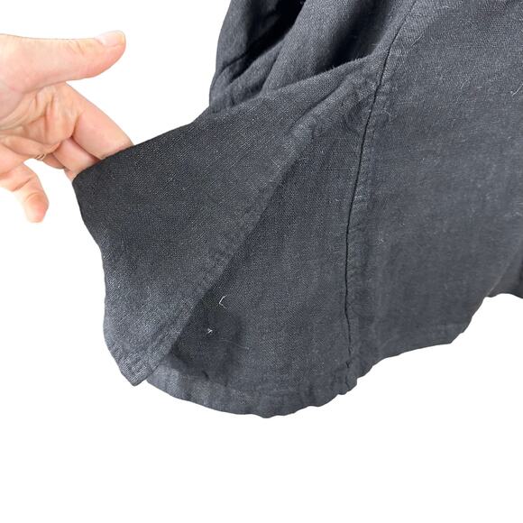 LA BASS Black Linen Lagenlook Tunic Top Women's Size 3 NWT Italy Layering Boho - Picture 5 of 7